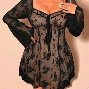 Elegant Black Floral Mini Dress